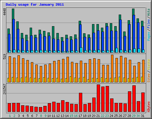 Daily usage for January 2011