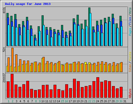 Daily usage for June 2013