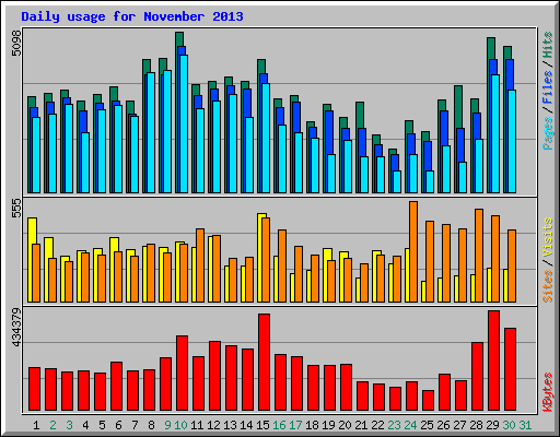 Daily usage for November 2013