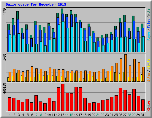 Daily usage for December 2013