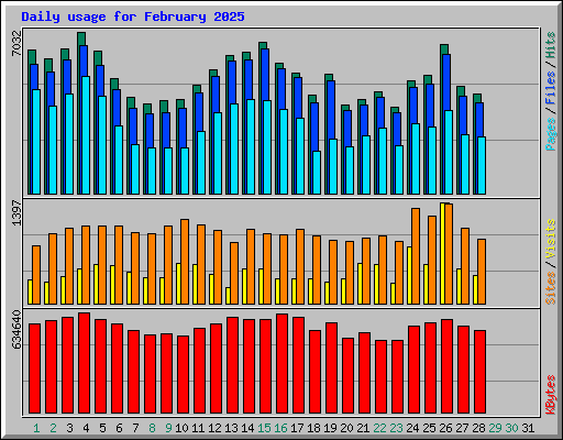 Daily usage for February 2025