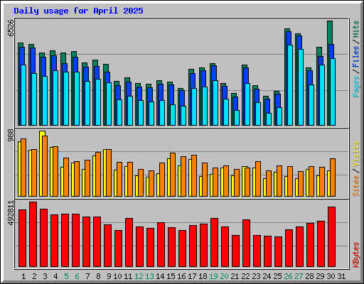Daily usage for April 2025