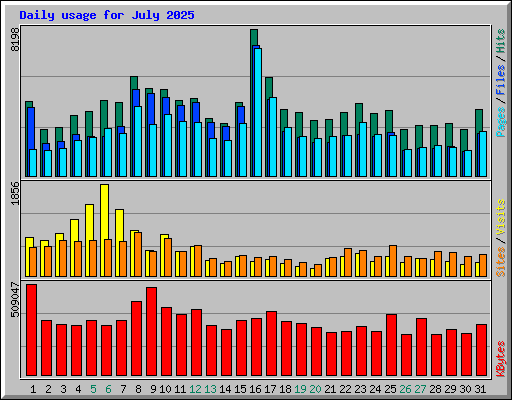 Daily usage for July 2025