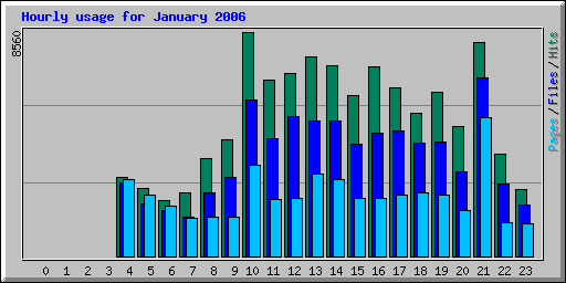 Hourly usage for January 2006