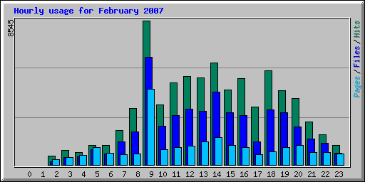 Hourly usage for February 2007