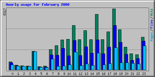 Hourly usage for February 2008