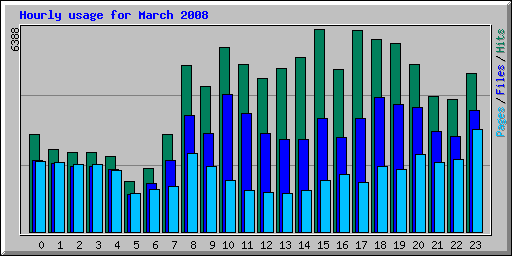 Hourly usage for March 2008