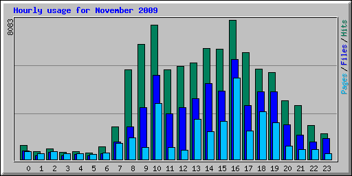 Hourly usage for November 2009