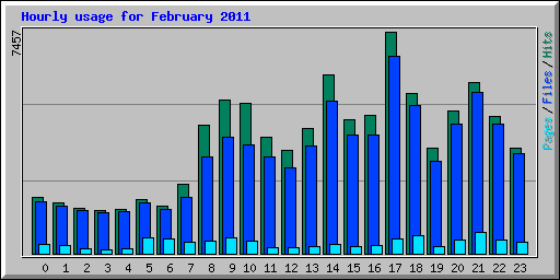 Hourly usage for February 2011