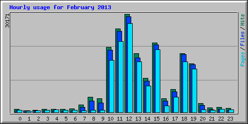 Hourly usage for February 2013