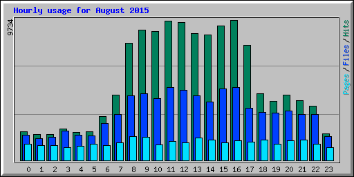 Hourly usage for August 2015