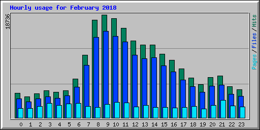 Hourly usage for February 2018